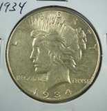 1934 Peace Silver Dollar AU