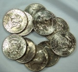 10 Silver 1964 Kennedy Half Dollars AU-BU