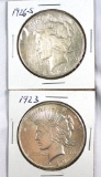1923 and 1926-S Peace Silver Dollars XF-AU Details