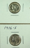 1916-S and 1917-S Mercury Dimes XF-AU Details