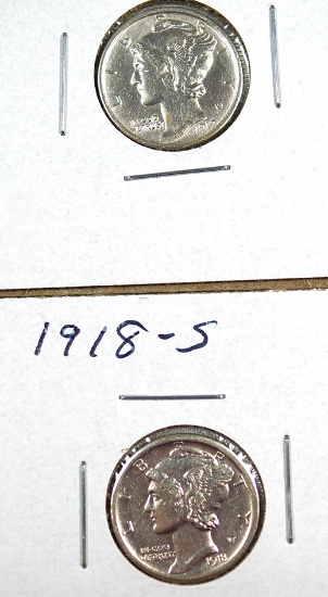 1918-S and 1919 Mercury Dimes AU Details