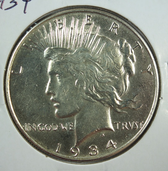 1934 Peace Silver Dollar AU