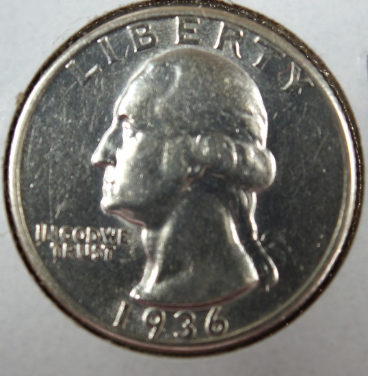 1936-D Washington Silver Quarter AU Details