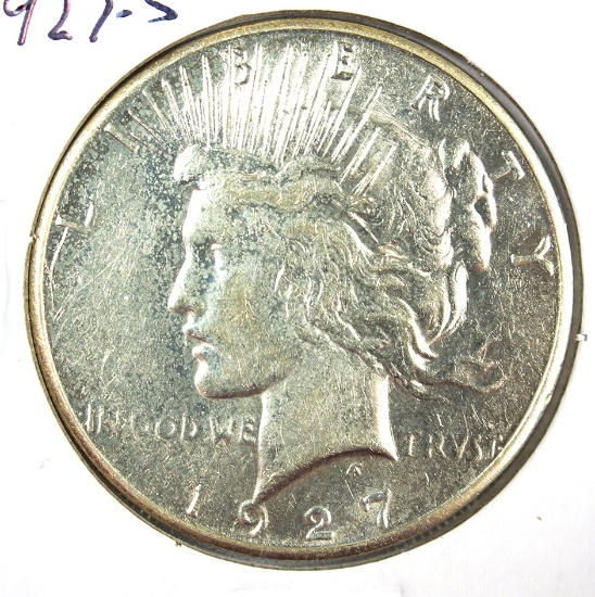 1927-S Peace Silver Dollar AU Details