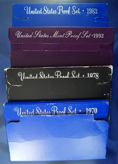 1970, 1978, 1983 and 1992 Proof Sets in Original Boxes