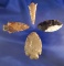 Set of four assorted Columbia River flaked artifacts, largest is 2 1/8