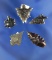 Set of five Obsidian arrowheads found in California, largest is 1