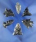 Set of six Obsidian arrowheads found in California, largest is 1