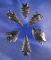 Set of six assorted Obsidian arrowheads found near Fort Rock Oregon, largest is 1 1/2