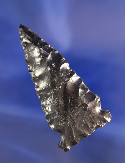 2 7/16" Obsidian Sidenotch that is well styled found near Fort Rock, Oregon.