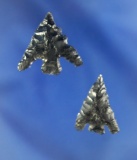 Nice pair of Obsidian arrowheads found in Oregon, largest is 13/16