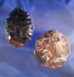 Nice pair of Mahogany Obsidian artifacts including a 2 1/2