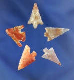 Set of five Columbia River Gempoints, largest is 3/4
