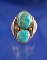 Antique Southwestern Turquoise and Silver Men's ring size 13.