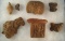 Set of 7 PreColumbian Pottery heads found in Mexico, largest is 4