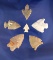 Group of 6 assorted Midwestern arrowheads.