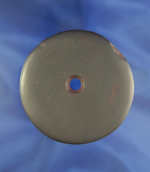Rare! 2 5/8" Hematite perforated Disc found in Ohio.  Ex. Harley Glenn collection.
