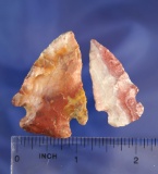 Pair of Flint Ridge Flint arrowheads - Ohio including a Dove and a Pentagonal pictured in WW #10.
