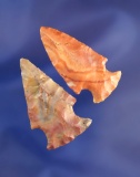 Pair of Hopewell points made from Flint Ridge Flint found on the Dilley Farm in Licking Co., Ohio.