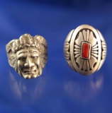 Pair of antique mens rings- size 10 and 12.