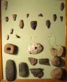 Rare!  Framed group of Flint, shell, pottery and stone artifacts from the Fairport Harbor Site, Ohio