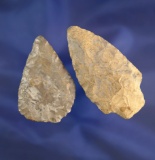 2 Onondaga chert Adena relics including a blade that is well flaked and a nice knife. Summit Co., Oh