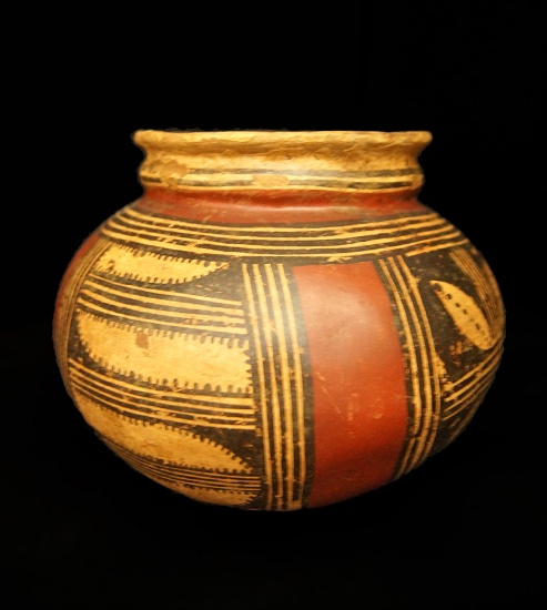 5 1/2" Polychrome Decorated Jar with floral designs.  Central Panama,  AD 200-400. Schmitt COA.