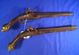 Pair of early ornate .64 caliber Flint Lock Pistols with 12