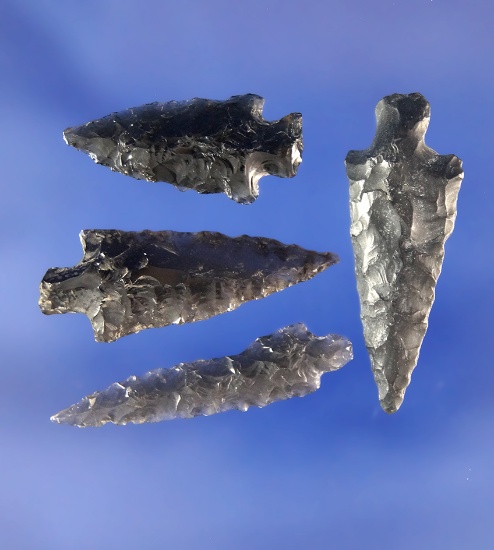 Set of four arrowheads found in Oregon, largest is 1 1/8".