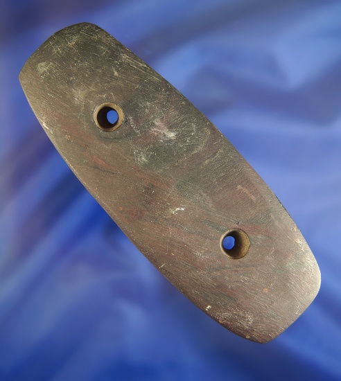 4 3/8" red banded slate Rectangular Gorget found in Ohio. Ex. Jim Hovan, David Root collections.