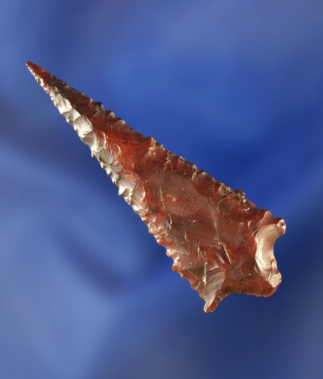 Large 2" rabbit Island with nice edge serrations that is beautifully flaked from dark red Jasper. fo