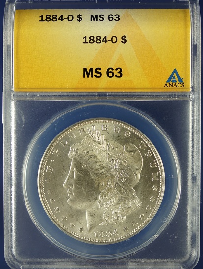 1884-O Morgan Silver Dollar Certified MS 63 by ANACS