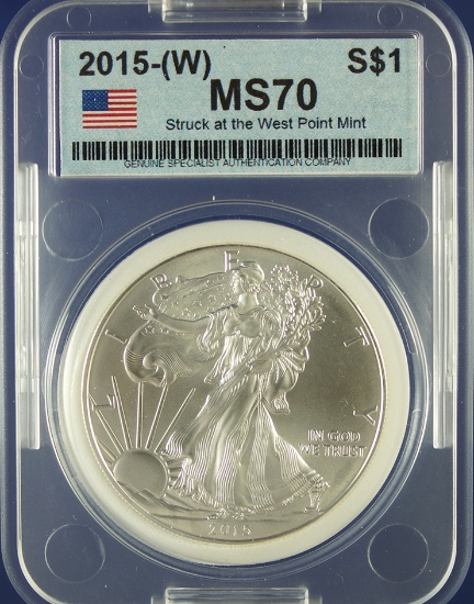 2015-(W) American Silver Eagle Certified MS 70 by GSAC