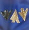 Set of three cornernotch arrowheads, largest is 15/16