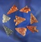 Group of eight assorted arrowheads, including some nice triangles. Largest is 7/8