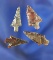 Set of four arrowheads in nice condition, largest is 1 1/8