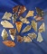 Set of 20 assorted arrowheads, largest is 1 1/2