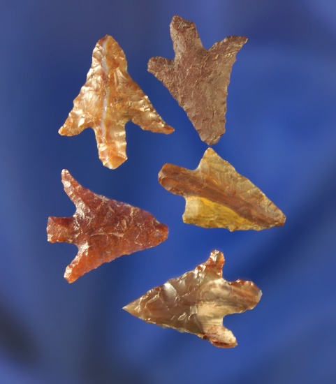 Set of five Columbia River Gempoints made from attractive material, largest is 3/4".
