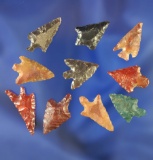 Group 10 assorted Columbia River Gempoints, largest is 7/8