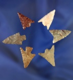 Set of six arrowheads, largest is 13/16