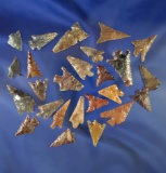 Group of 25 assorted Columbia River arrowheads, largest is 1 1/8