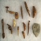 Set of assorted Alaska artifacts made from stone and bone, including several canine teeth.