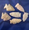 Set of six assorted arrowheads found in central Illinois, largest is 1 7/8