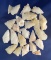 Large group of assorted arrowheads made from Quartz found in Virginia, largest is 1 1/2