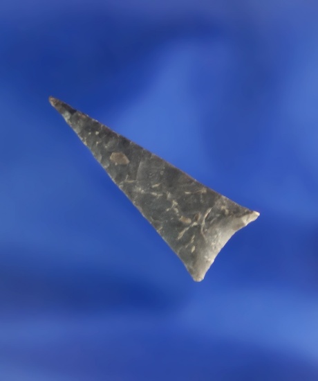 Excellent flaking on this 1 1/16" triangular arrowhead found in the southwestern U.S..