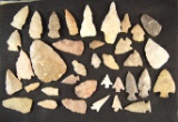 Large group of assorted arrowheads and blades in various conditions - Midwestern U.S.