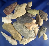 Large group of assorted arrowheads and knives found in Virginia, largest is 3 5/8
