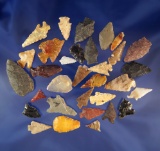 Set of 32 assorted arrowheads in various conditions - Columbia River, Vantage Washington.