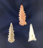 Set of three highly serrated Snaketown arrowheads found in New Mexico Largest is 1 1/8