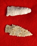 Pair of Midwestern arrowheads including a nicely serrated 2 3/16
